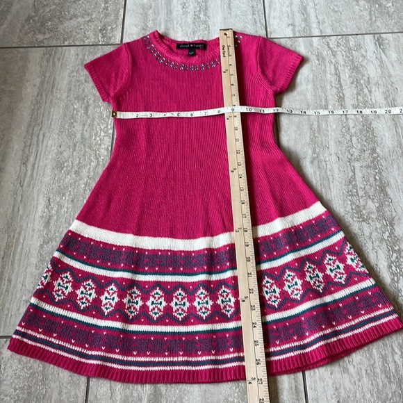Preloved Derek Heart,pink,size 7-8knitted,round neck rhinestones at front ,dress - Picture 2 of 8